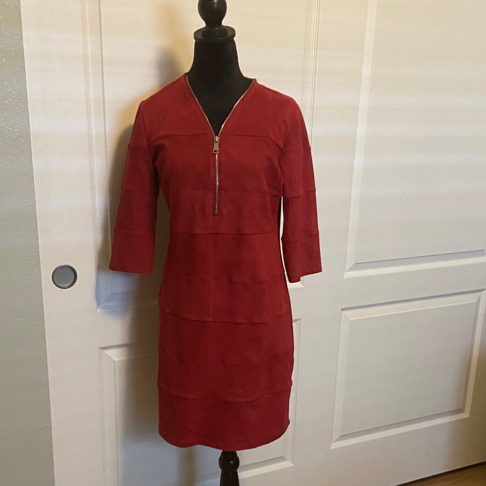 Women's Red Zip-Front Sheath Dress